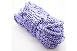 PAMIR TONG Purple 5mm Twisted Satin Cord for Crafts 10 Yards - Braided Decorative Cotton Trims Polyester Twine Thick Round Fabric Rope Thread for Sewing DIY Shiny Handfast Wedding
