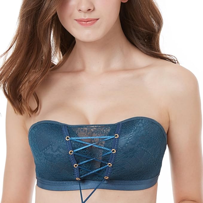 Fallsweet Multi Way Strapless Bras Push Up Extreme Padded Lace Up Brassiere Bandeau Tube Top