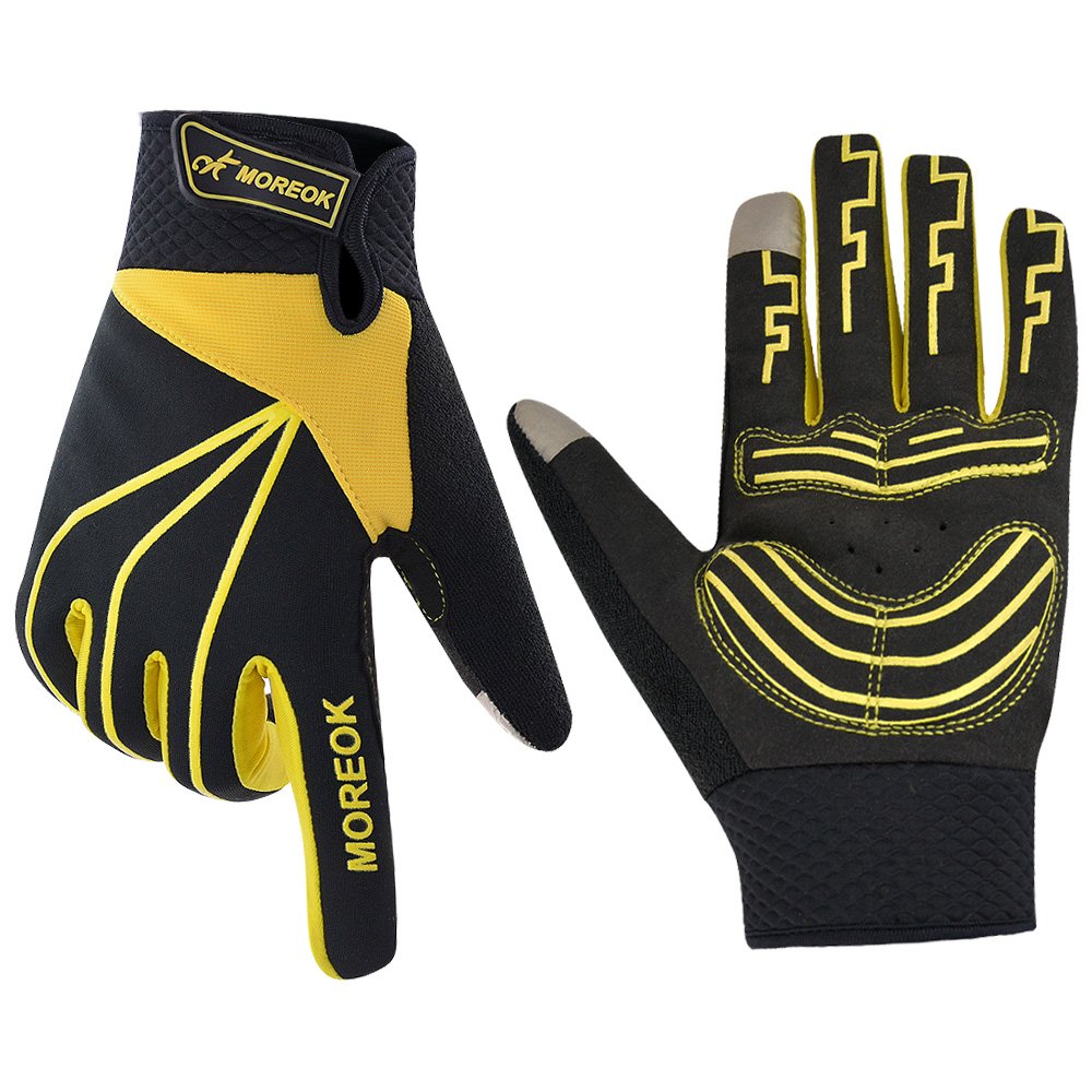 MOACC Cycling Gloves Shock-absorbing Gel pad Breathable Anti-slip Wearable Abrasion Full Finger Moutain Bike Road Racing Bicycle (L)