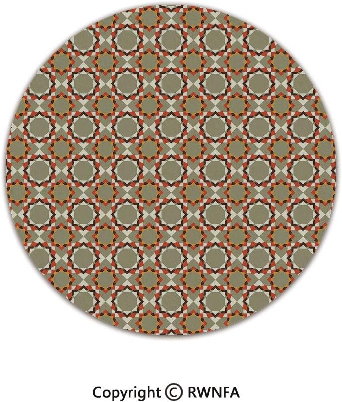 AngelSept Quality Well Woven Barclay Round Area Rugs,Floral Pattern with Abstract Geometric Element Hexagons Surreal Blossoming Nature 4' Diameter Multicolor,for Kids Room Bedroom Kitchen