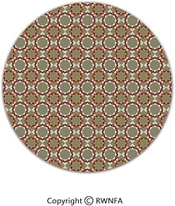 AngelSept Quality Well Woven Barclay Round Area Rugs,Floral Pattern with Abstract Geometric Element Hexagons Surreal Blossoming Nature 4' Diameter Multicolor,for Kids Room Bedroom Kitchen