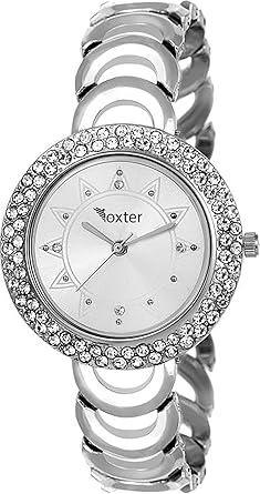 JB Fashion Fancy Diamond Studded Partywear Wrist Watch for Girls and Women (Silver) - FX-316