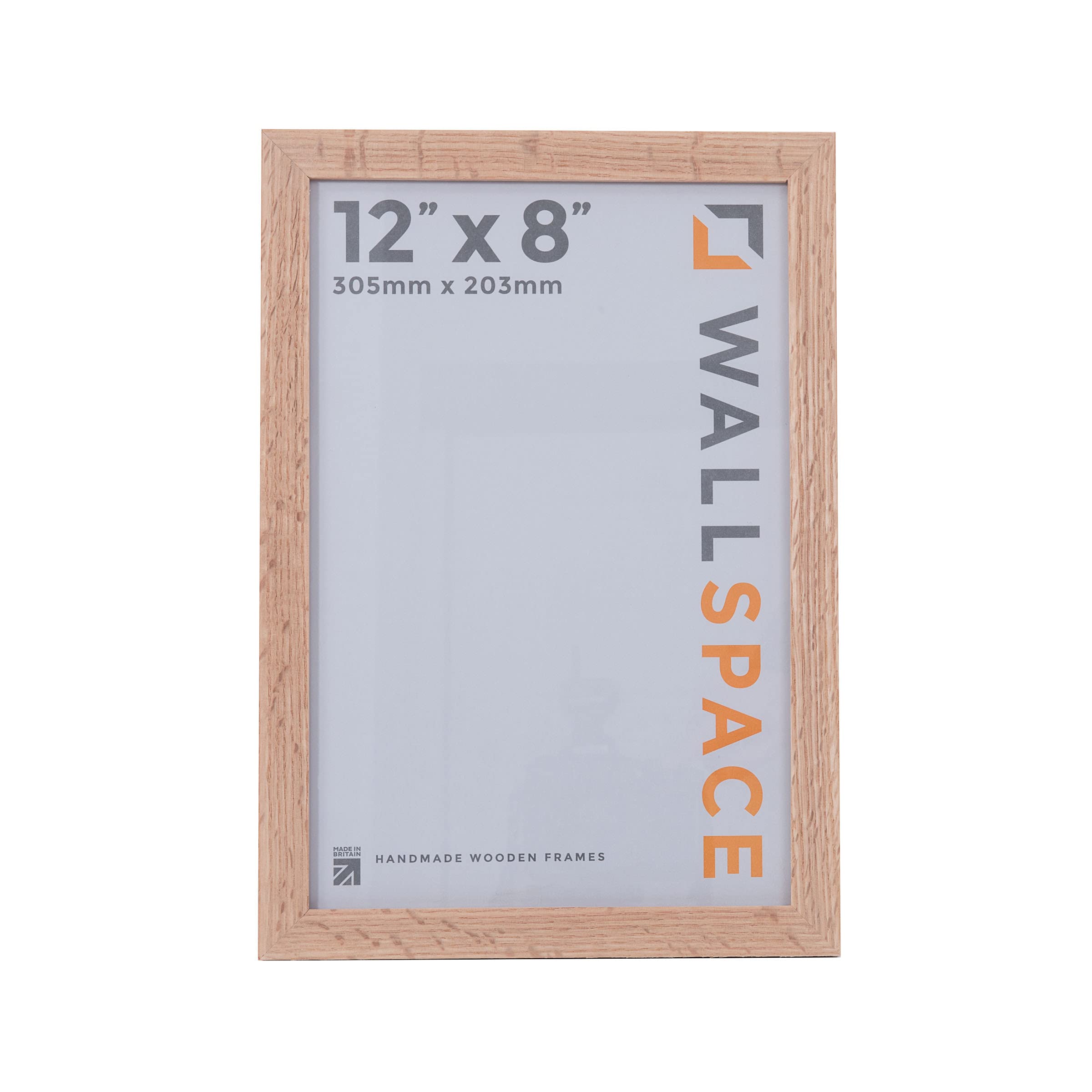 Wall Space 12x8 Oak Picture Frame | Oak 8x12 Photo Frame | 12 x 8 inch | 305x203mm | 30.5x20.3cm | Real Wood with Glass | Handmade Wooden Made in UK — image 1