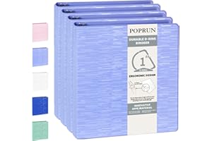 POPRUN 3 D Ring Binder 1 Inch, PVC-Free, Holds 225 Sheets of 8.5 x 11 Paper, Extra Durable Organizer with 2 Pockets for School & Office, Heavy-Duty, 4 Pack, Cornflower Purple