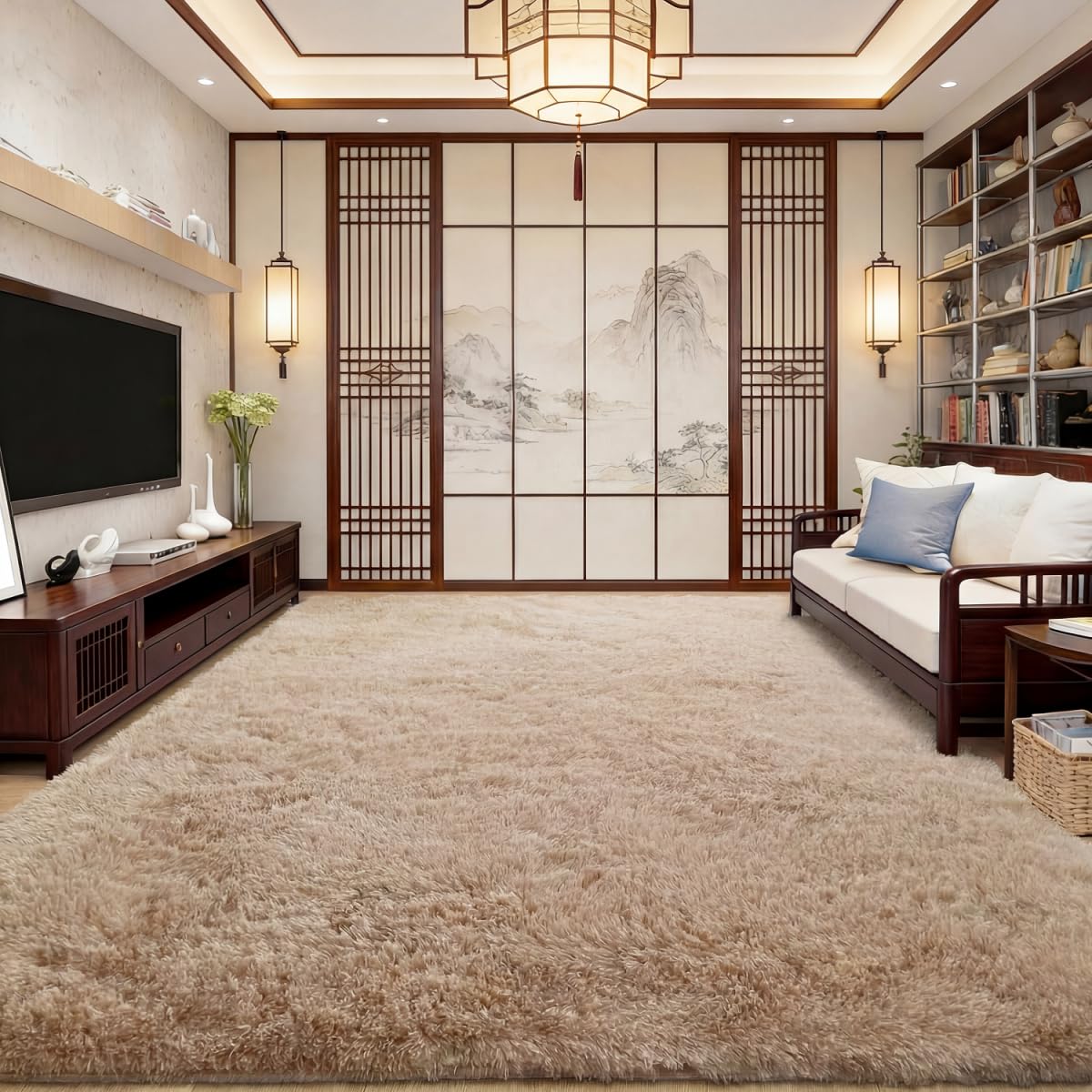 lekeplus Rugs Living Room Large Rugs Bedroom Anti Skid Rug Shaggy Soft Rug for Living Room Bedroom Play Area Kids Room Luxury Decorative(Camel 80x160cm)