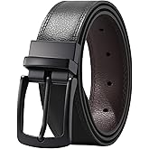 AWAYTR Men Reversible Leather Belt - 1.33'' Wide Genuine Leather Dress Belt for Casual and Business Wear