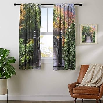 Amazon Com Nature Curtains Bathroom Window Wooden Bridge At