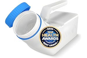 Urinals for Men Glow in The Dark Lid by Tilcare (1 Pack) - 32oz/1000mL Thick Plastic Mens Bedpan Bottle with Screw-on Lid - Spill Proof Portable Pee Bottles - Travel Urine Collection Containers