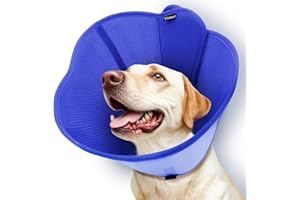 Vithael Upgraded Dog Cone Collar for Dogs After Surgery, Soft Breathable Pet Recovery Collar with Double-Layer Design, Adjustable Dog Cone Collar for Large Medium Dogs, Elizabethan Collar (L, Blue)