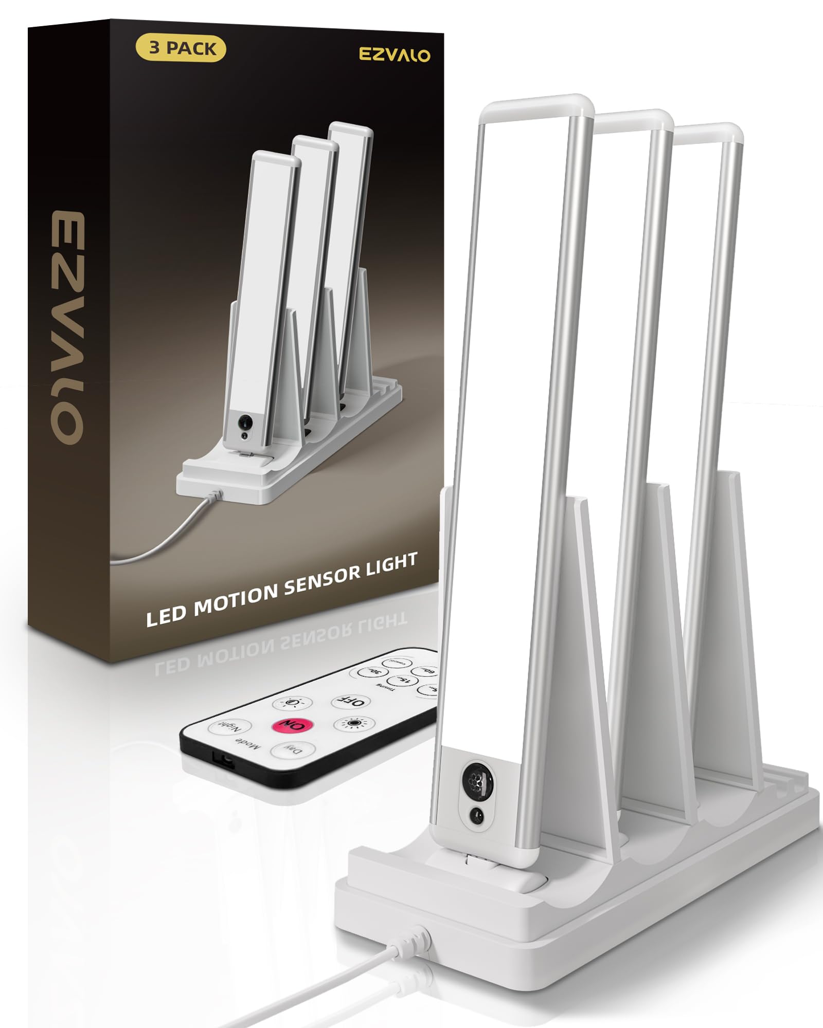 Photo 1 of EZVALO Under Cabinet Lighting with Charging Station, Rechargeable Motion Sensor Light Indoor, Dimmable Closet Lights Wireless, 5700K, Motion Activated Under Counter Lights for Kitchen,Pantry(3 Pcs)