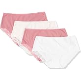 Amazon Essentials Women's Cotton and Lace Midi Brief Underwear, Pack of 4