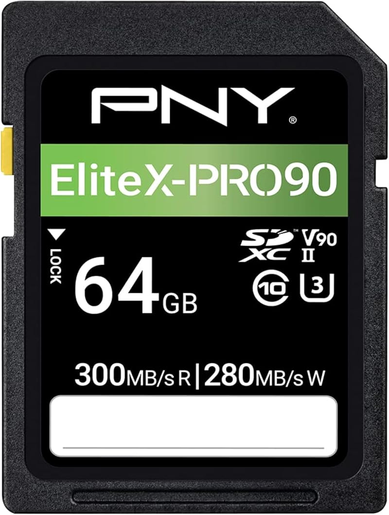 PNY 64GB X-PRO 90 UHS-II SD Card V90 U3 Class 10 300MB/s Read