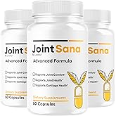 (3 Pack) Joint Sana Capsules - Official JointSana Supplement Pills Advanced Formula Maximum Strength Support, Natural JointSana Capsules For Overall Health & Wellness Review, 180 Capsules For 3 Months