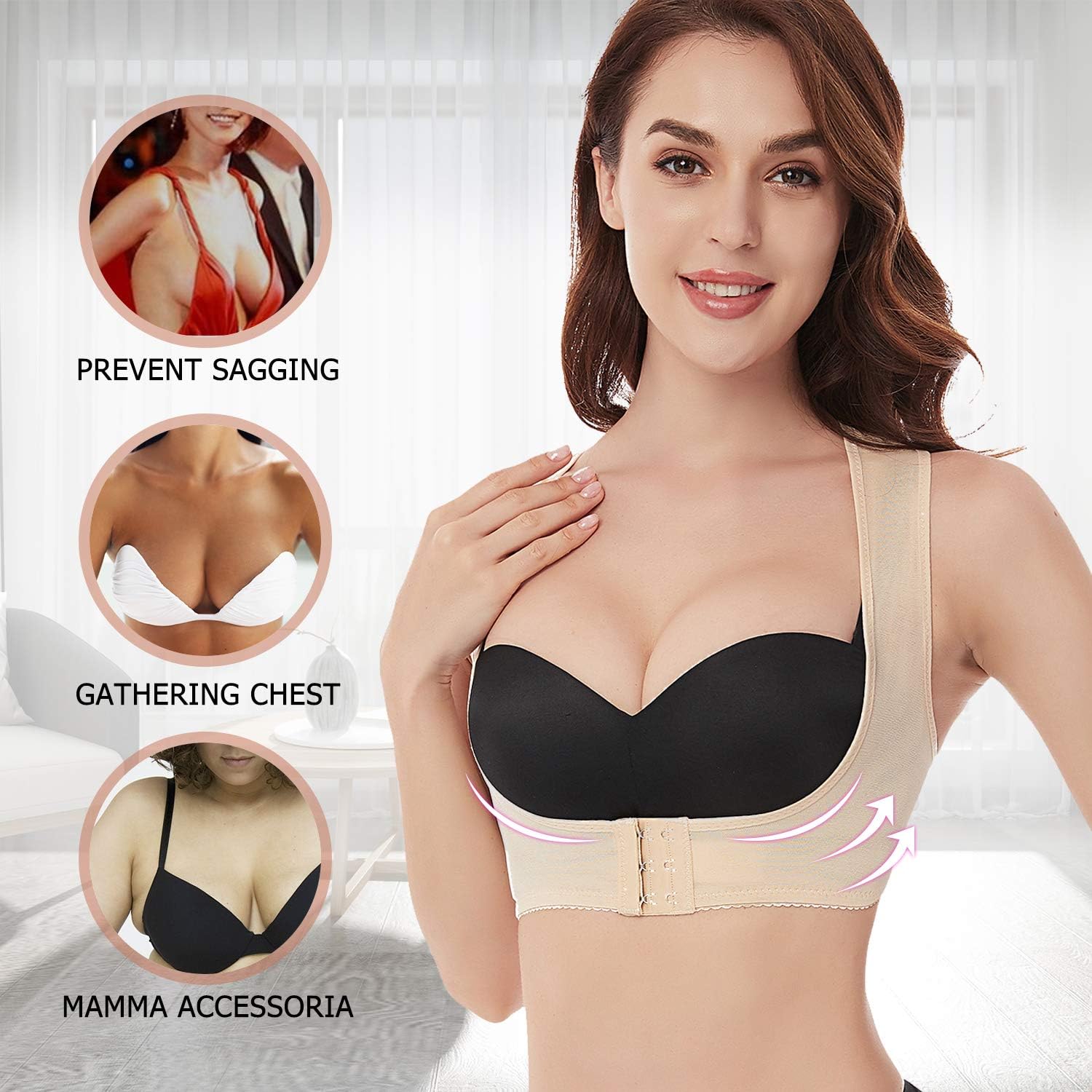 Werena Chest Brace Up for Women Posture Corrector Shapewear Tops Back Brace Support Bra Shaper X-Strap Vest at  Women’s Clothing store