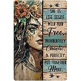 Creative Tin Sign She Had The Soul of a Gypsy The Heart of a Hippie The Spirit of a Fairy Metal Poster Wall Art Vintage Aluminum Sign for Home Coffee Wall Decor 8x12in