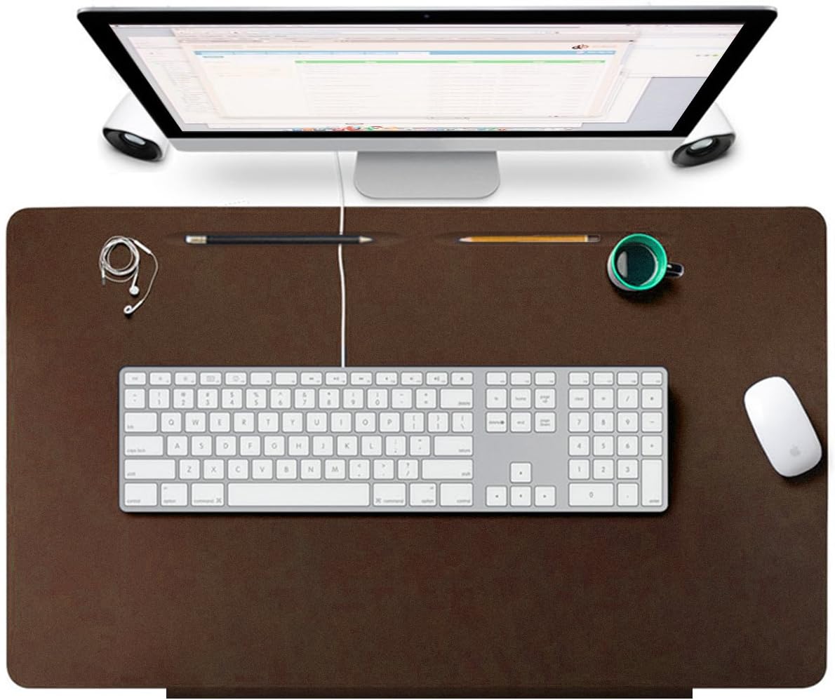Desk Pads Artificial Leather Laptop Mat with Fixation Lip, Large Anti-Slide Desk Protector Free Mouse Pad Desk Mate for Office and Home 27.5" x 17.7"