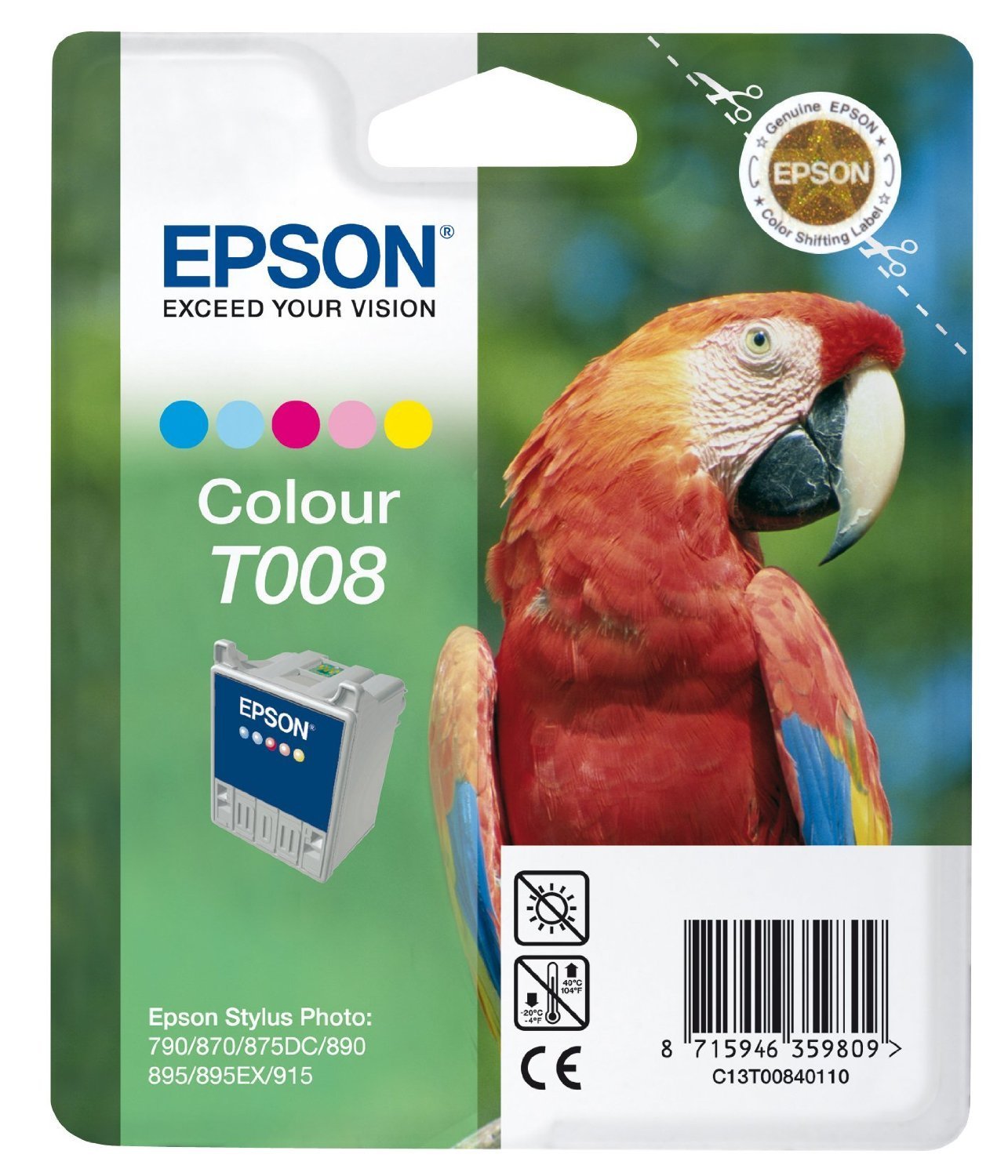 Epson T008401 T008 COLOUR Ink Cartridge - FOR Epson Stylus Photo 780 785EPX 790 825 870 875DC 875DCS 890 895 915