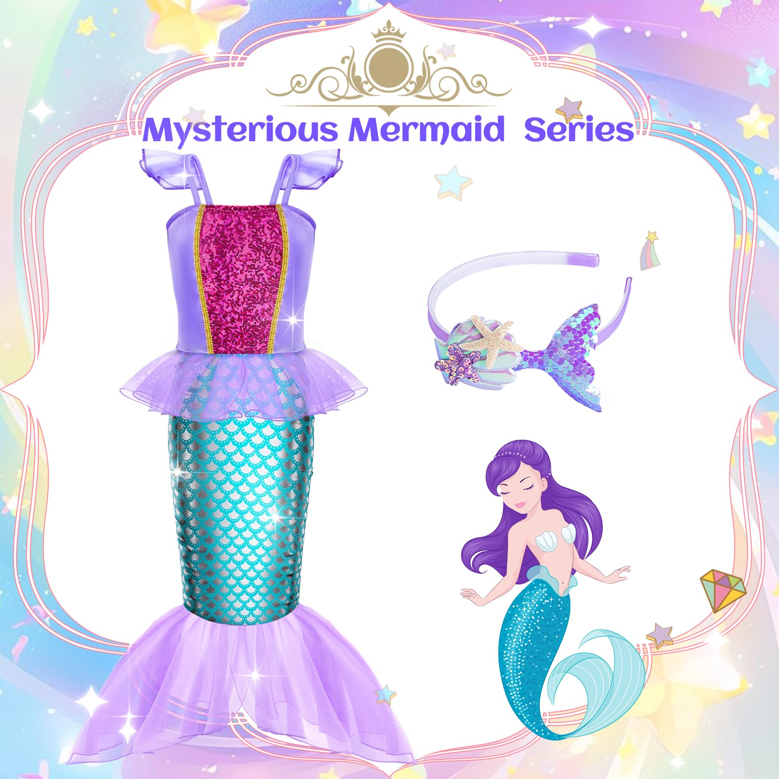 Tlooe Tlooe Princess Dress Up for Girls - Dress up Clothes for Toddler Girl,Role Play Costume Princess Toys Christmas Birthday Gifts Set for Age 3-8 Year Old