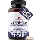 BeElevated High Absorption Triple Magnesium Complex for Sleep, Relaxation & Muscle Support – 300mg of Magnesium Glycinate, Citrate & Malate – Gentle on Stomach – Non-GMO, Vegan – 120 Capsules