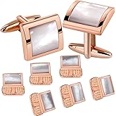 HAWSON Cufflinks and Studs for Men with Gift Box, Gold or Silver Tone Cuff Links, Mens Jewelry or Accessories for Wedding Business Anniversary Birthday