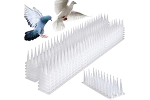 GSDOTZAP 12 Pack Plastic Bird Spikes for Outdoor, Outside Fence Spikes for Roof Balcony to Keep Birds Away, Squirrel Pigeon Scare Spikes Anti-Theft Climb Spike Strips, Covers 17.1 Feet(5.2m), White