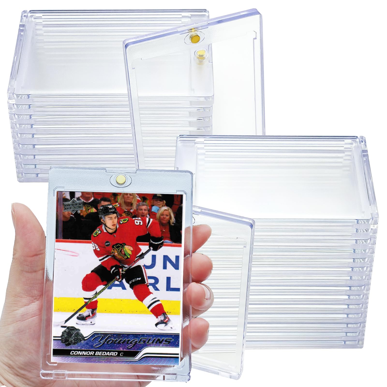 8 PCS Magnetic Card Holder for Trading Cards,35pt Baseball Cards Protectors Sleeves Hard Plastic for Collectible Sports Cards Acrylic Display Card Cases