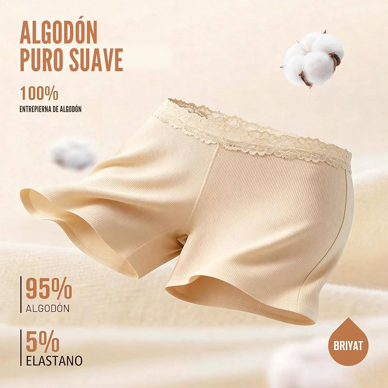 Pacote de 5 Cuecas Boxer de Algodão com Renda para Mulheres
