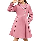GRACE KARIN Girls Dress Coat Kids Wool Lapel Long Button Jackets Fall Winter Outerwear Peacoat with Pockets 5-12Y