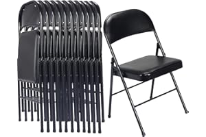susici 12 Pack Black Folding Chairs with PU Padded Seats,Portable Stackable Commercial Folding Chairs with Steel Frame for Outdoor Indoor Office Wedding Party Events,330lbs Capacity