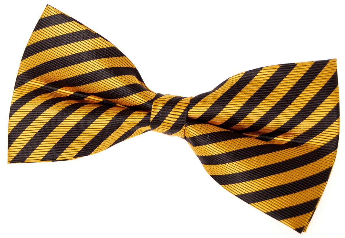 Retreez Striped Woven Pre-tied Bow Tie (5") - Yellow and Black Stripe