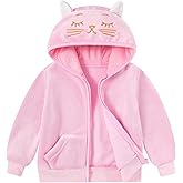 RAISEVERN Toddler Fleece Jacket Hooded with Cat Ears Cute Winter Zip-up Coat for Girls Boys Warm Casual 1-5T