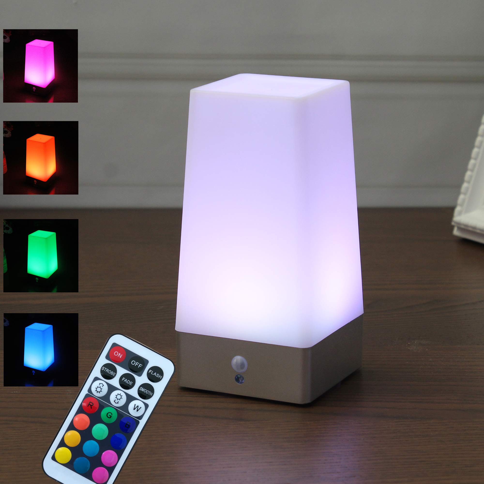 WRalwaysLX Retro LED Night Light for Home,Small Lamp with Wireless PIR LED Motion Sensor Indoor/Outdoor,Battery Operated Lamp for Bedroom,Hallway,Kitchen… (SQUARE-multicolor)