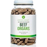 Antler Farms - 100% Pure New Zealand Beef Organs - Heart, Liver, Kidney, 180 Capsules, 400mg - Grass Fed, Cold Processed Supplement, Pure and Clean rBGH Free, No Fillers or Additives