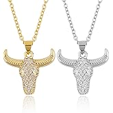ColouredRocks 2pcs BULL HEAD Charm Trendy Pendant Necklace, Daily Wear Women Jewelry, Birthday, Gold & Silver Plated Brass Chain Combo 18 inch