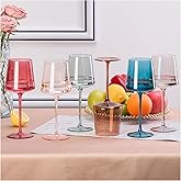 AIRXINLAY Colored Wine Glasses Set of 6-14oz, Colorful Wine Glasses by hand Blown Crystal,with Tall Long Stems for Party Home Bar Christmas Wedding gift set for wine lovers