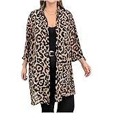 Floerns Women's Plus Size Leopard Button Down Blouse Roll Up 3/4 Sleeve Vintage Shirts