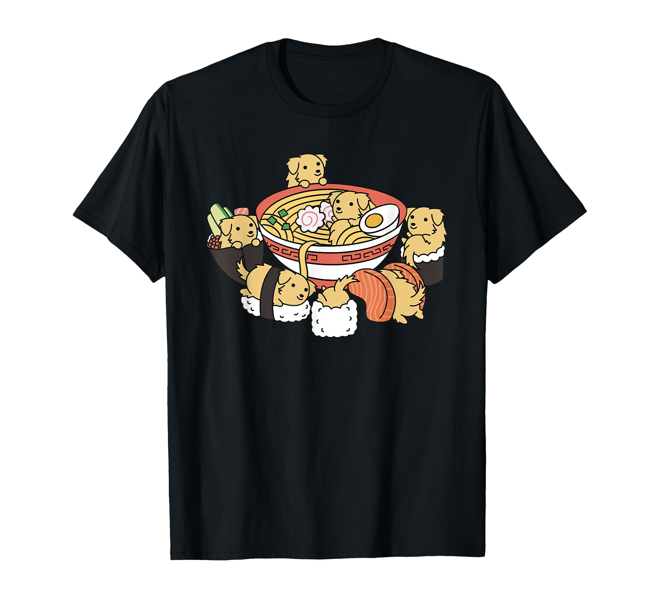Ramen Sushi Golden Retriever Dog T-Shirt