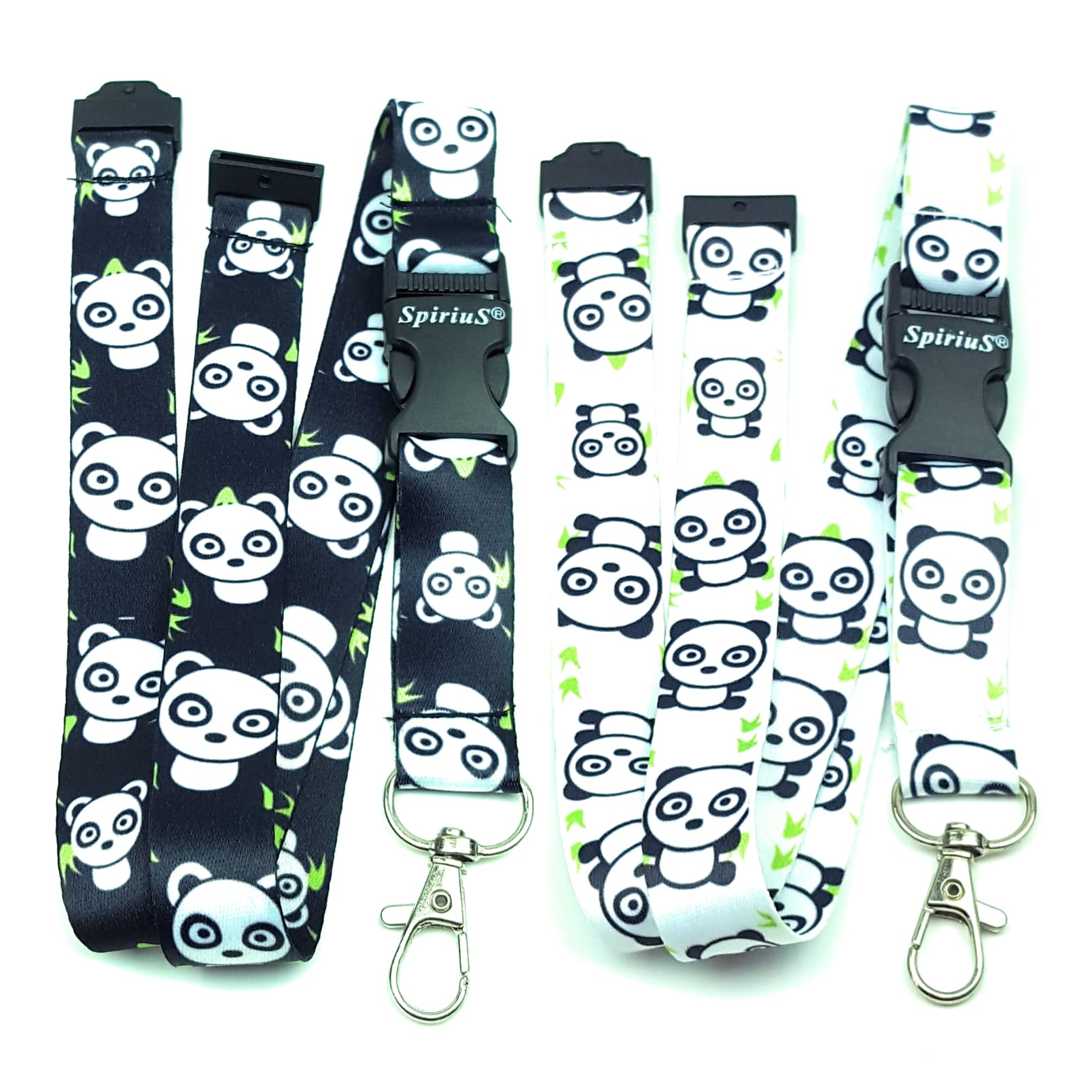 SpiriuS HA6S New Set of 2 X Lanyard Neck Strap Holder with Break Away Safety Clip for Keys, Badge, Id Card Holder Panda Animal design (2 x Lanyard Set o)
