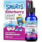 Smurfs Kids Elderberry Drops | Liquid Vitamin C and Elderberry for Kids Immune Support | Ages 1 & Up | Vegan Non-GMO & No Artificial Flavors or Colors | No Added Sugar | Berry Flavor | 30 Servings