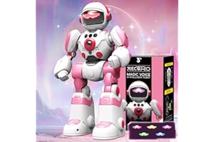 FUUY Robot Toys for Kids 3-5, Robot for Girls 3 4 5 6 Year Old Upgrade Record Voice Remote Control Robo Programmable Music Dancing Function Smart Pink Warrior Birthday Gift Toy for Toddler 7 8 9 8-12