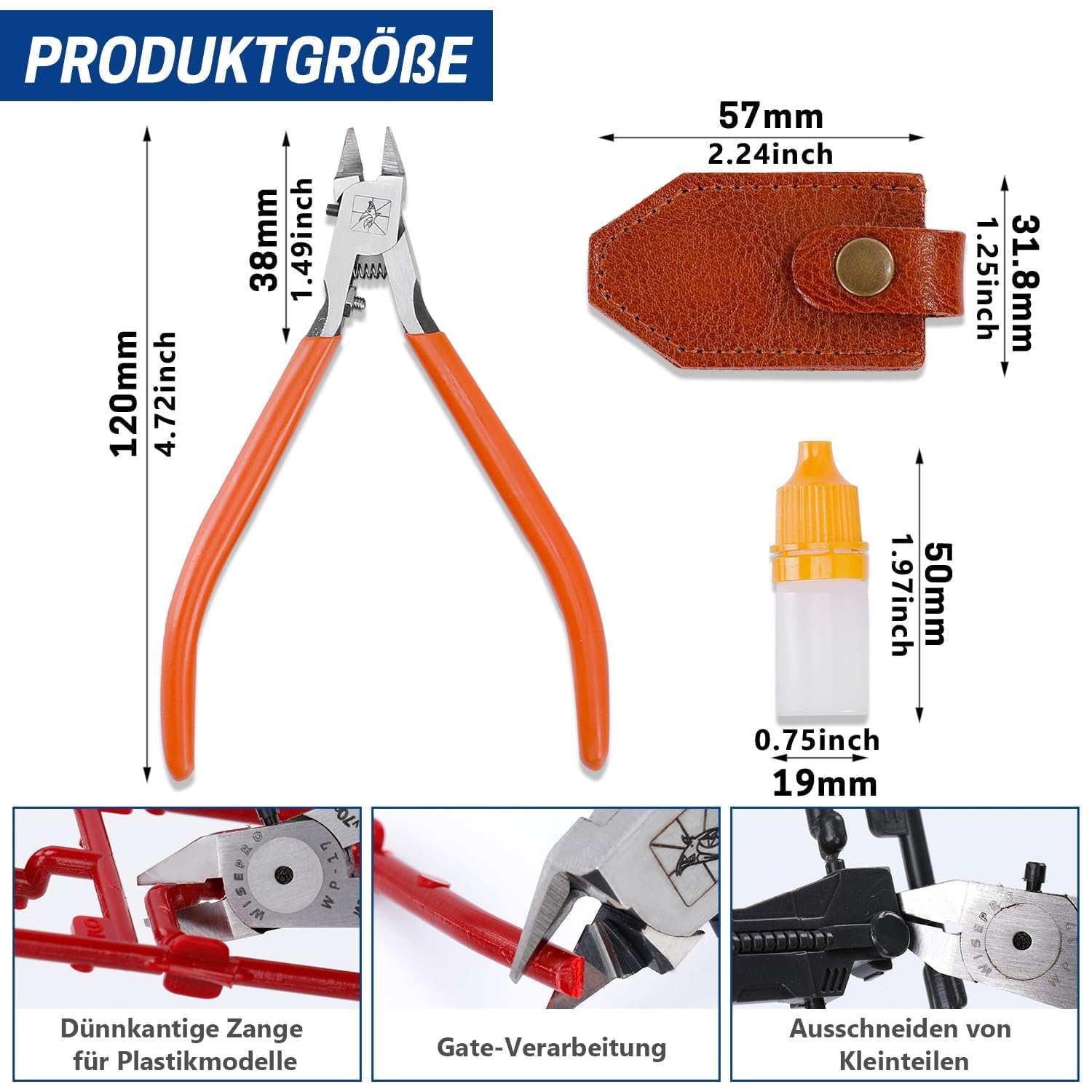 WISEPRO 120mm Modellzange, mit ultradünnem einschneidigem und Klingengehäuse, Ideal für Modellbau Kunststoff-Modellwerkzeuge für Gundam-Reparatur, Kunststoffmodell und Befestigung 4