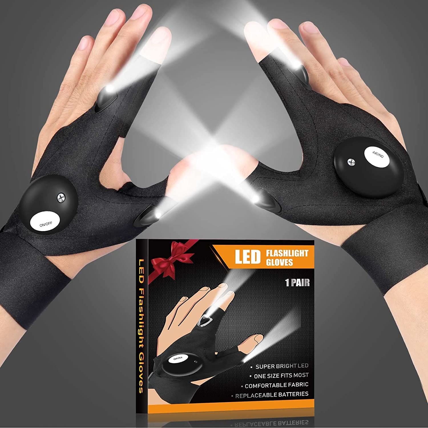 Jasee LED Flashlight Gloves, Valentines Day Gifts