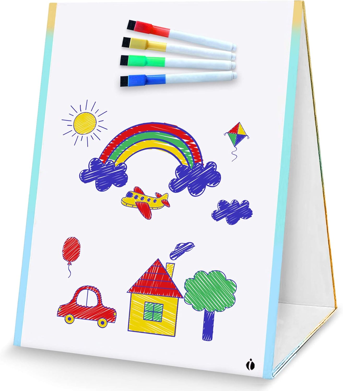 White Board and Tabletop Dry Erase Easel - Double-Sided, Magnetic Desktop Easel for Students, Teachers, Kids and Home Office - Dry Erase Board Includes Markers for Drawing : Office Products