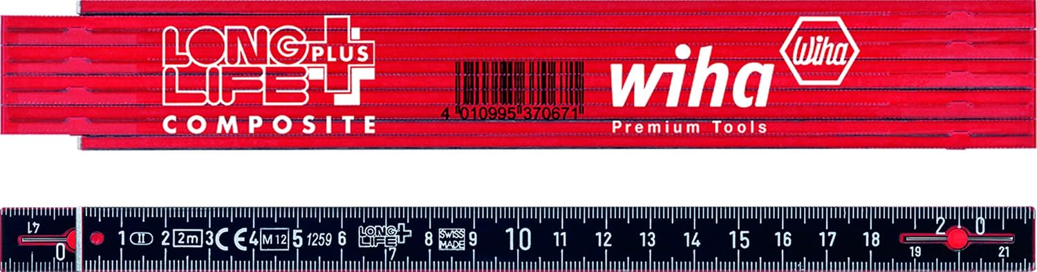 Wiha Longlife Plus Composite Folding ruler - 2 m - Metric - 10 Arms, red