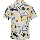 Mens Hawaiian Short Sleeve Shirts Casual Floral Button-Down Shirts Tropical Funny Summer Shirts for Men