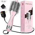 Dual Voltage Hair Dryer Brush, PRITECH Hot Air Brush 110V-120V/220V-240V Ionic 1000W Blow Dryer Brush 4 in 1 Styler, One Step Volumizer,Styling Brush for Straight and Curling Hair Salon