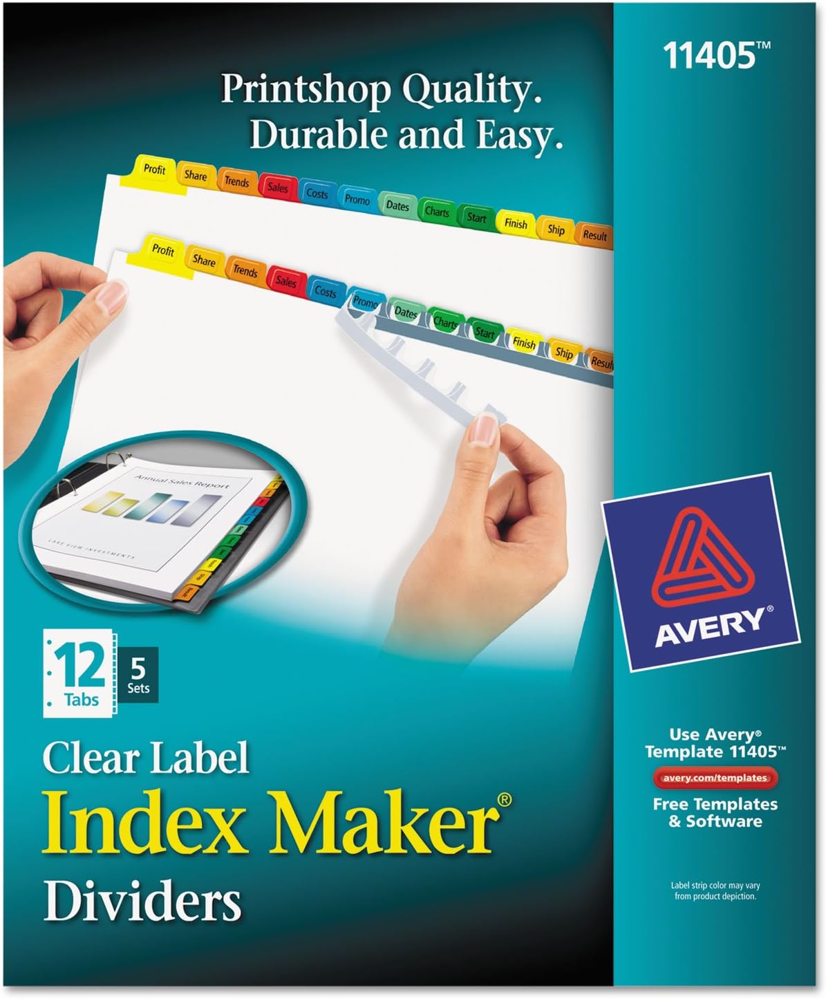 Avery 11404 Clear Label Index Maker Divider, 8.5x11, 12
