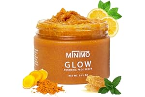 MINIMO SKIN ESSENTIALS Minimo Glow Turmeric Face Scrub (𝐋𝐞𝐦𝐨𝐧 𝐂𝐚𝐤𝐞) - Infused with Turmeric, Manuka Honey, Cinnamon, and Chamomile - Face Scrub for All Skin Types - Achieve Healthy Skin