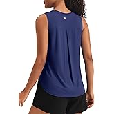 PINSPARK Women's Workout Tank Tops Back Pleat Loose Fit Sleeveless Yoga Athletic Shirts Soft UPF 50+ Cooling Running Gym Tops
