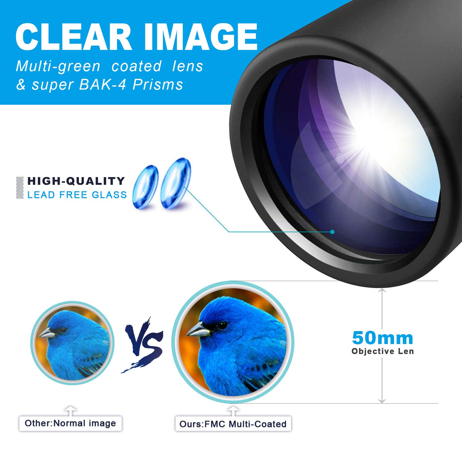 YOULERBU 40x60 Monocular Telescope, High Power BAK4 Prism FMC Lens Waterproof Scope with Quick Smartphone Holder and Tripod Camera for Bird Watching, Hunting, Camping, Hiking, Outdoor, Surveillance